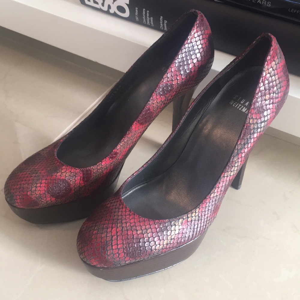 Stuart Weitzman Snake Skin Platform Pumps